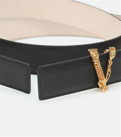 versace virtus buckle leather belt|Versace belt outlet.